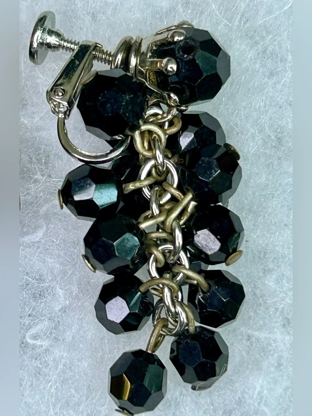 Classic Black Faceted Bead Necklace and Earrings Set
